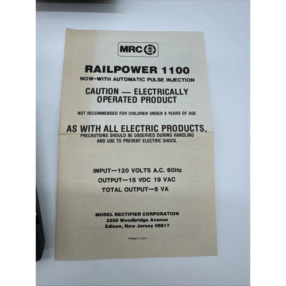 Railpower 1100 Hobby Transformer Powerpack for Model Railroad